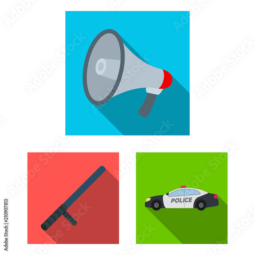 Police, Department flat icons in set collection for design.Detective and accessories vector symbol stock web illustration.