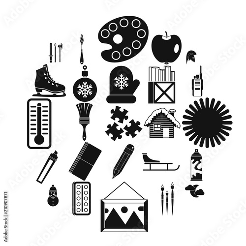 Picture icons set. Simple set of 25 picture vector icons for web isolated on white background