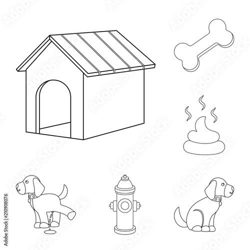 Pet dog outline icons in set collection for design. Caring for the puppy vector symbol stock web illustration.