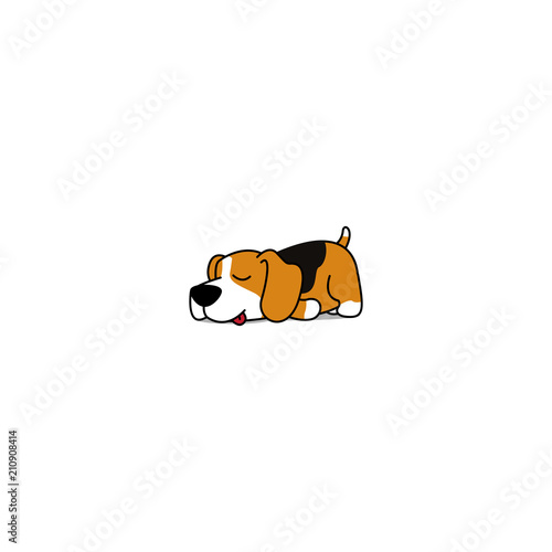 Lazy beagle puppy cartoon, vector illustration