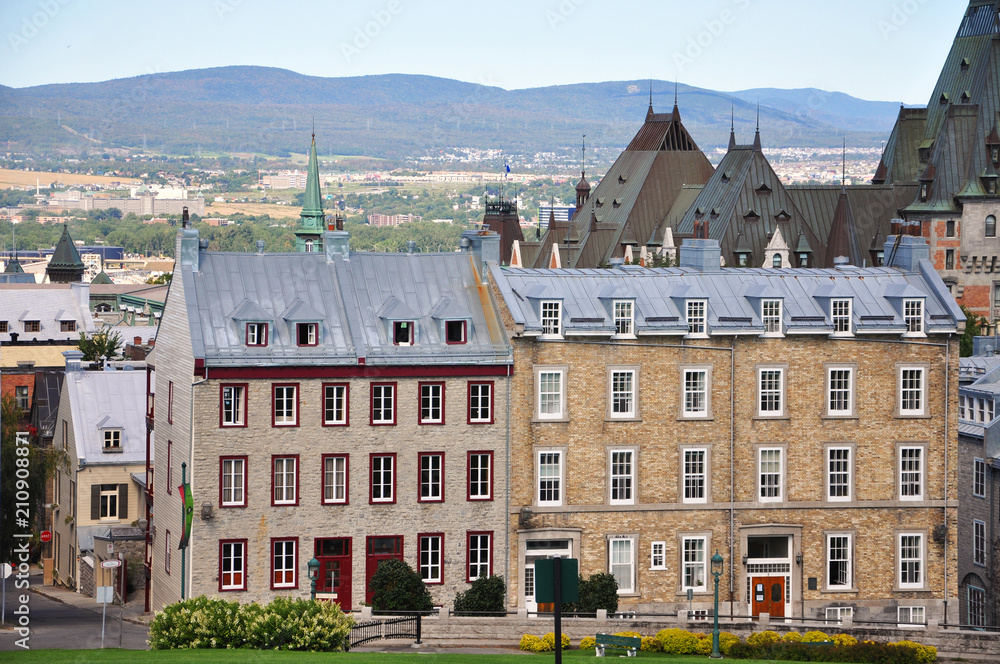 Old Quebec City Buildings on Avenue St Denis, Quebec, Canada.