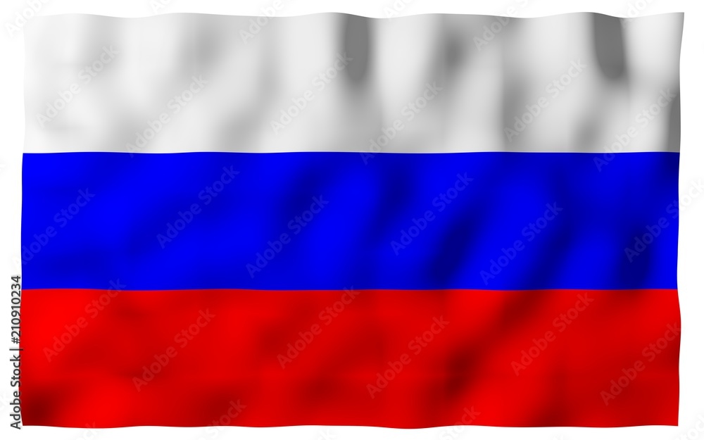 Fototapeta premium Waving flag of the Russian Federation. The National. State symbol of the Russia. 3D illustration