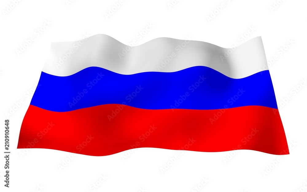 Waving flag of the Russian Federation. The National. State symbol of the Russia. 3D illustration Waving flag of the Russian Federation. The National. State symbol of the Russia. 3D illustration