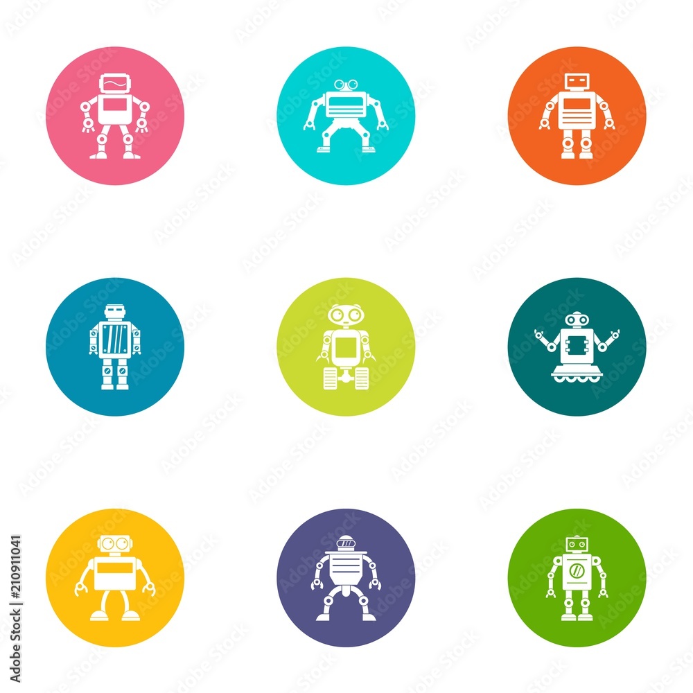 Bot icons set. Flat set of 9 bot vector icons for web isolated on white background Bot icons set. Flat set of 9 bot vector icons for web isolated on white background