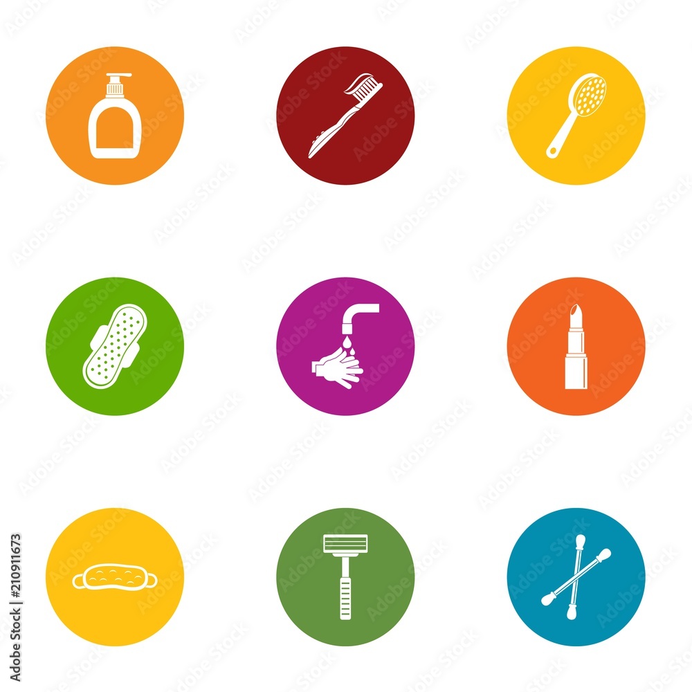 Cleaning head icons set. Flat set of 9 cleaning head vector icons for web isolated on white background Cleaning head icons set. Flat set of 9 cleaning head vector icons for web isolated on white background