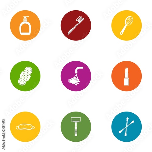 Cleaning head icons set. Flat set of 9 cleaning head vector icons for web isolated on white background