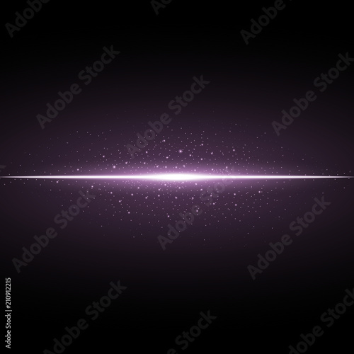 Glowing line with sparks, light effect, purple color