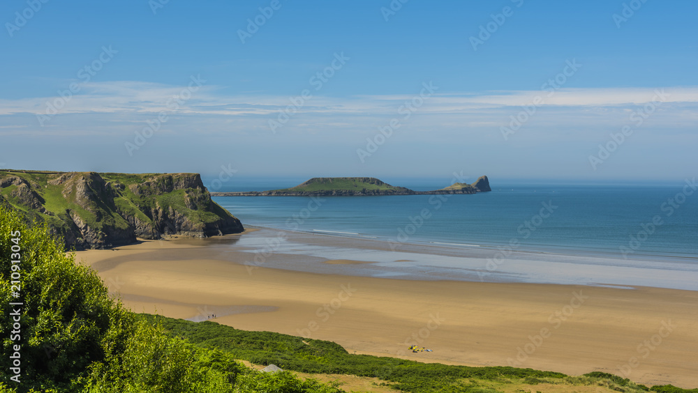 custom made wallpaper toronto digitalRossili Beach and Worm's Head, Gower, Wales, UK