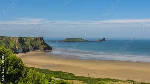 Wallpaper Mural Rossili Beach and Worm's Head, Gower, Wales, UK Torontodigital.ca