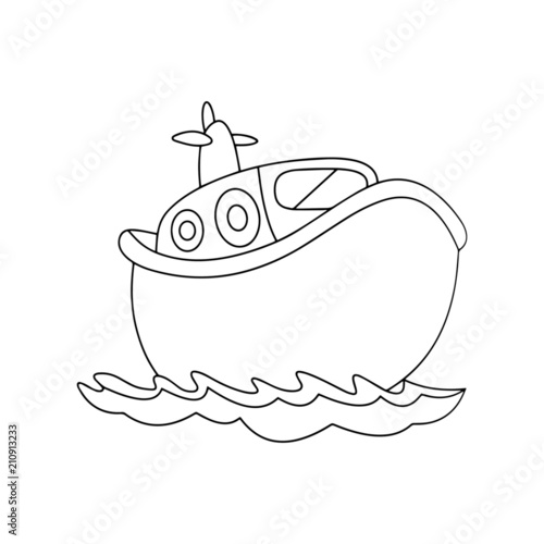 Boat cartoon illustration isolated on white background for children color book