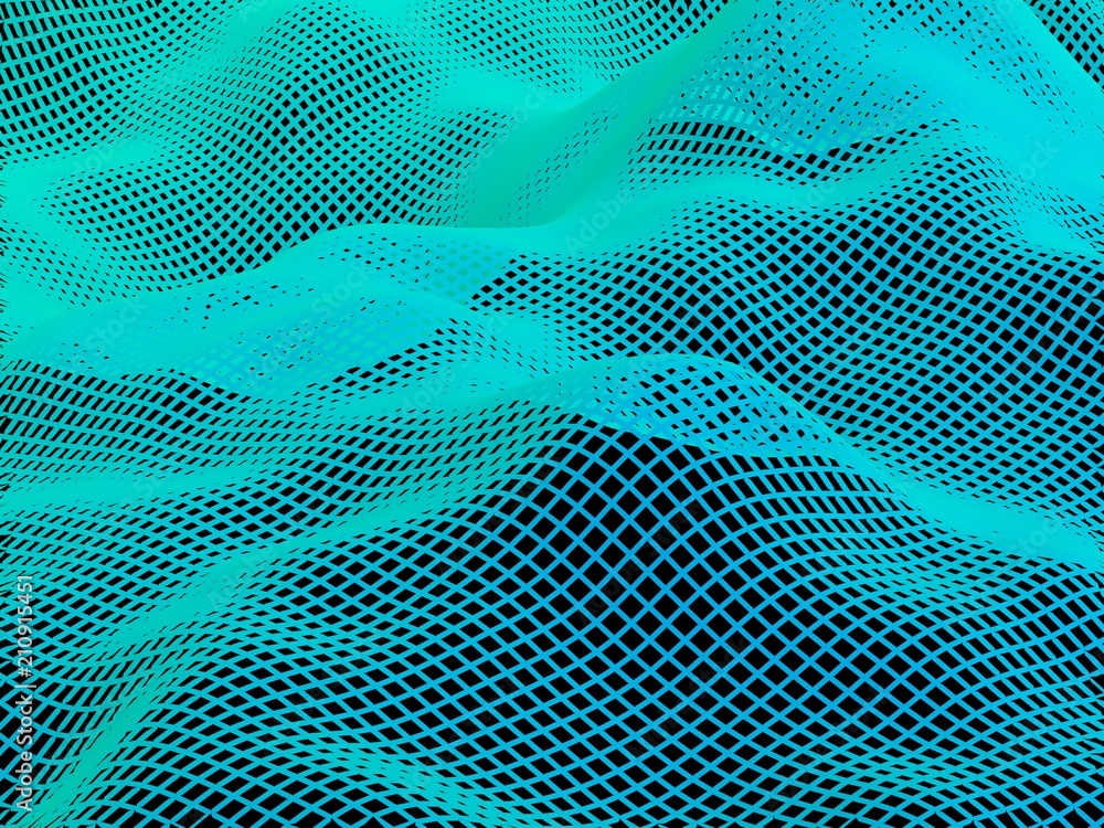 Abstract landscape on a dark background. Cyberspace grid. Hi-tech network. 3d technology illustration Abstract landscape on a dark background. Cyberspace grid. Hi-tech network. 3d technology illustration
