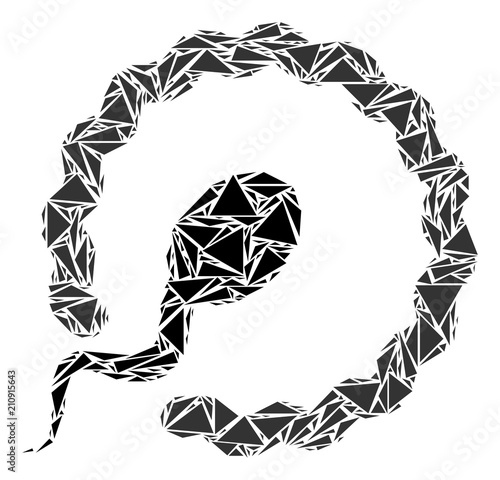 Insemination mosaic of triangle items in different sizes and shapes. Vector polygons are grouped into insemination illustration. Geometric abstract vector illustration.