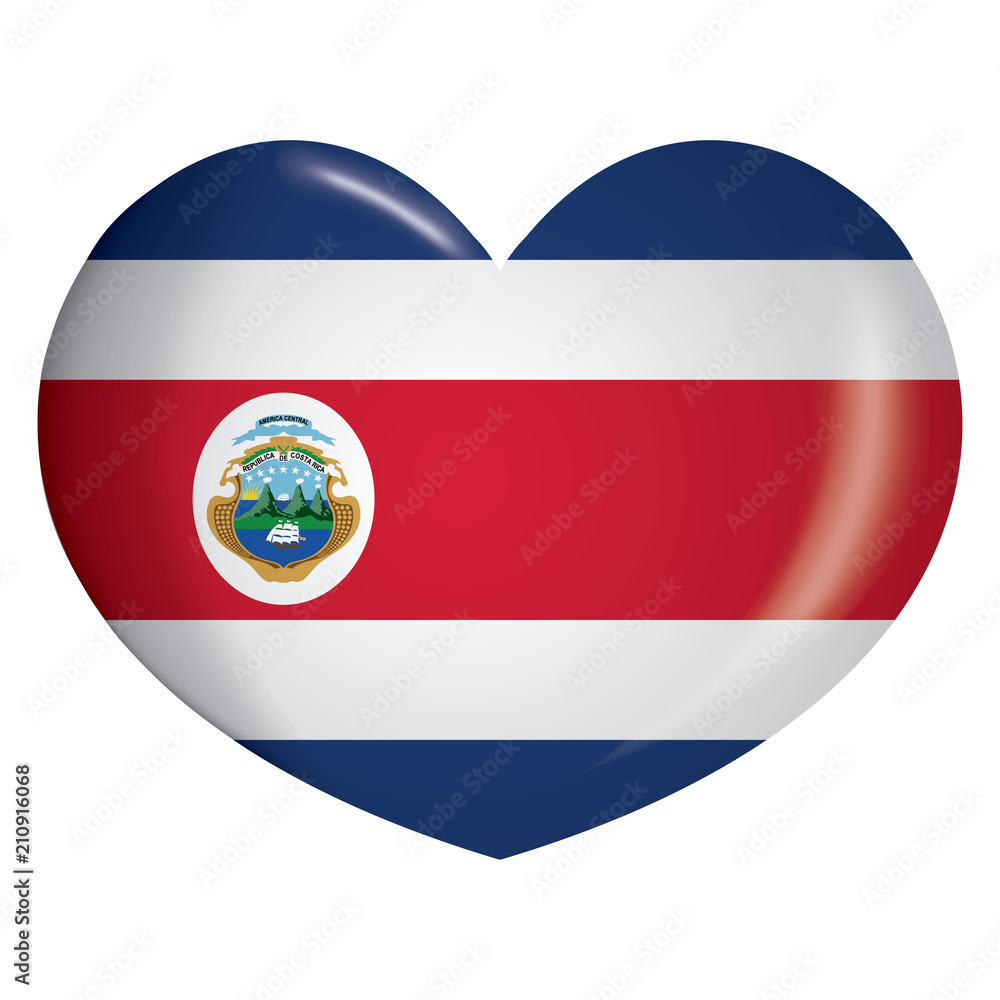 Fototapeta premium Illustration icon heart with flag of Costa Rica. Ideal for catalogs of institutional materials and geography