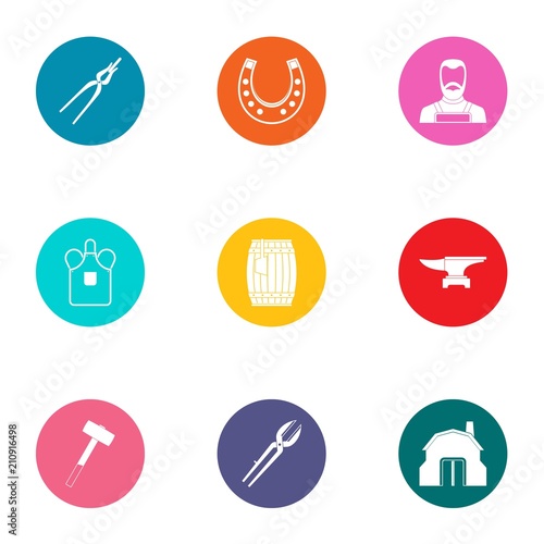 Forge icons set. Flat set of 9 forge vector icons for web isolated on white background