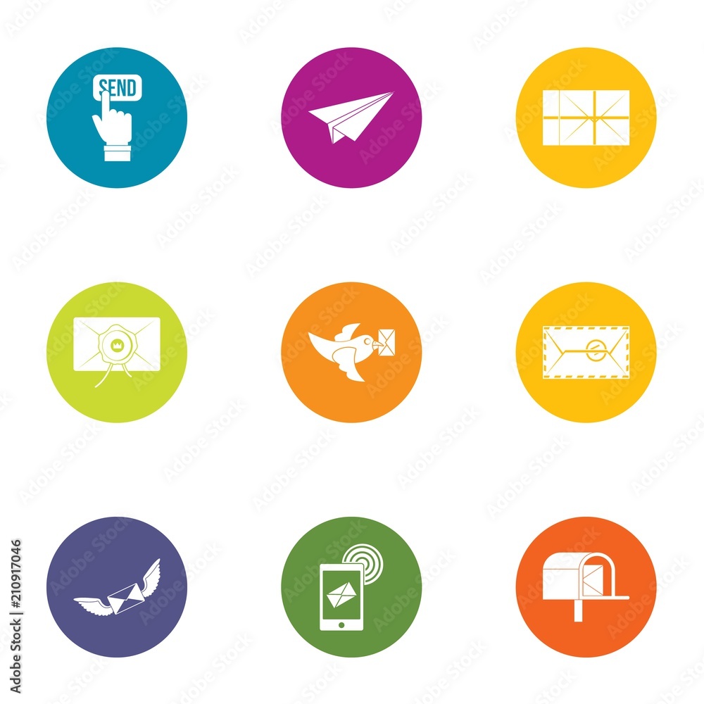 Send choice icons set. Flat set of 9 send choice vector icons for web isolated on white background Send choice icons set. Flat set of 9 send choice vector icons for web isolated on white background