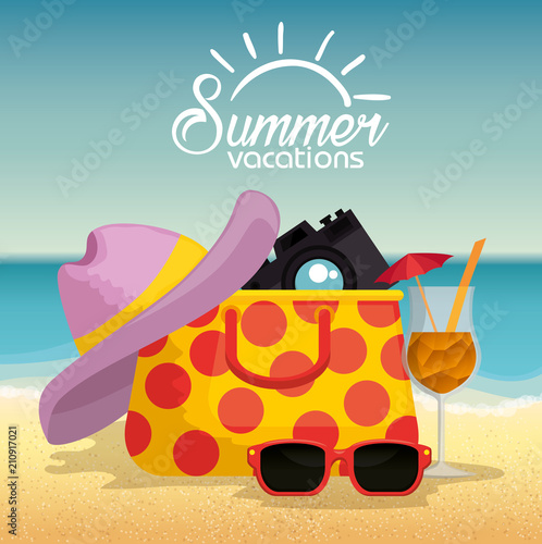 summer holidays beach scene vector illustration design