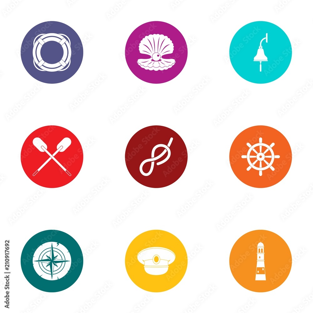 Subsea icons set. Flat set of 9 subsea vector icons for web isolated on white background