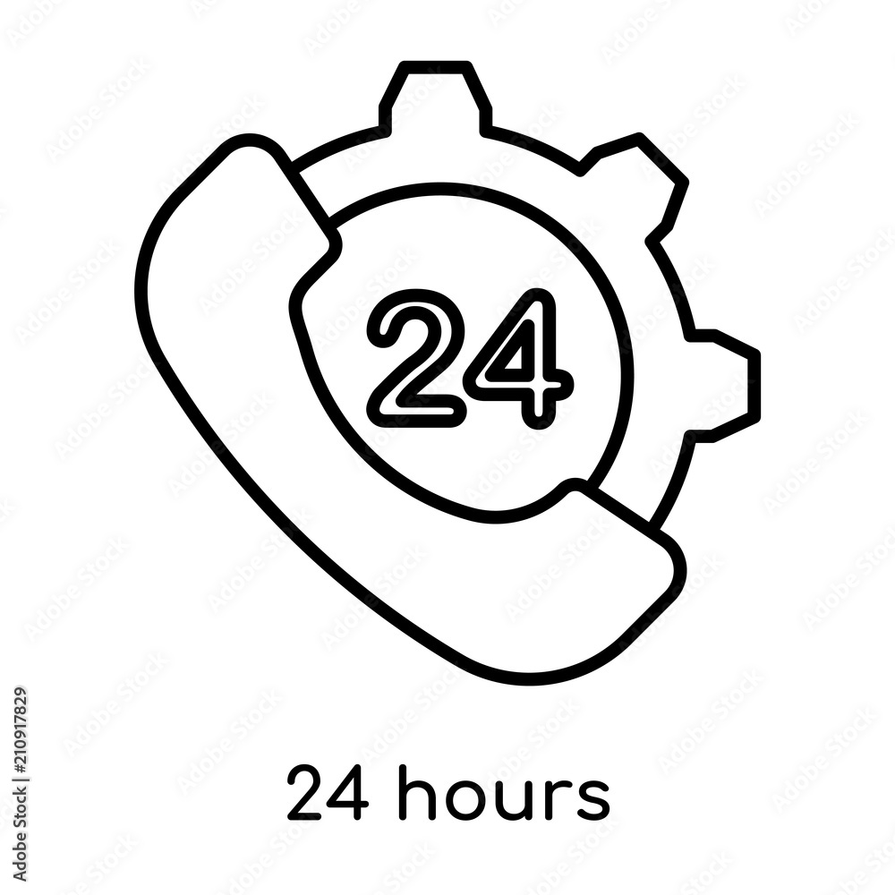 24 hours icon vector sign and symbol isolated on white background, 24 hours logo concept 24 hours icon vector sign and symbol isolated on white background, 24 hours logo concept