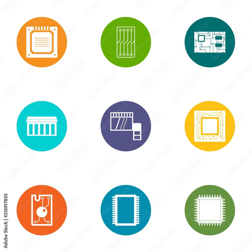 Technical component icons set. Flat set of 9 technical component vector icons for web isolated on white background Technical component icons set. Flat set of 9 technical component vector icons for web isolated on white background