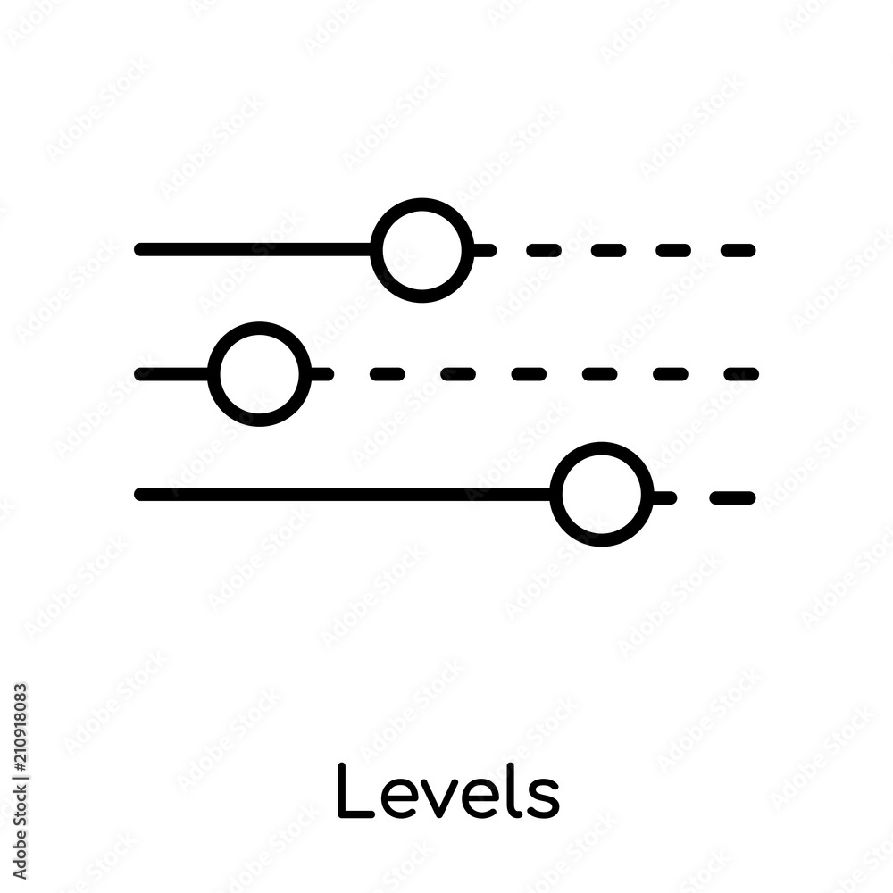 Levels icon vector sign and symbol isolated on white background, Levels logo concept