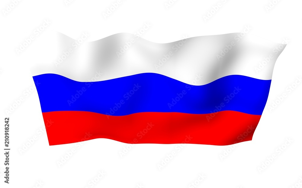 Waving flag of the Russian Federation. The National. State symbol of the Russia. 3D illustration Waving flag of the Russian Federation. The National. State symbol of the Russia. 3D illustration