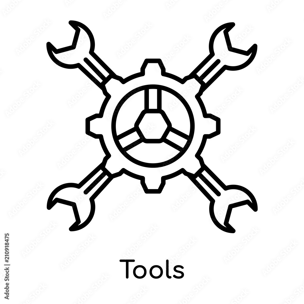 Tools icon vector sign and symbol isolated on white background, Tools logo concept Tools icon vector sign and symbol isolated on white background, Tools logo concept