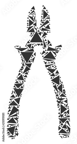 Nippers collage of triangle items in different sizes and shapes. Vector triangles are organized into nippers illustration. Geometric abstract vector illustration.