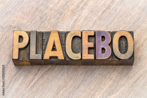 placebo - word abstract in wood type photo
