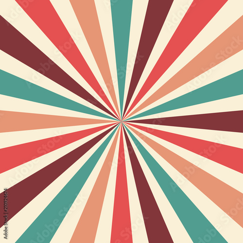 retro sunburst background vector pattern with a vintage color palette of burgundy red pink peach teal blue and beige white in a radial striped design with nostalgic style