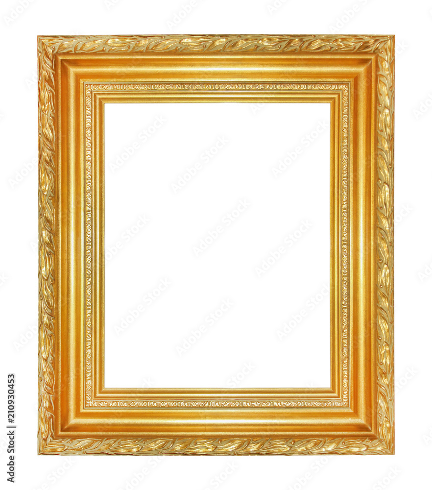 The antique gold frame on the white background The antique gold frame on the white background