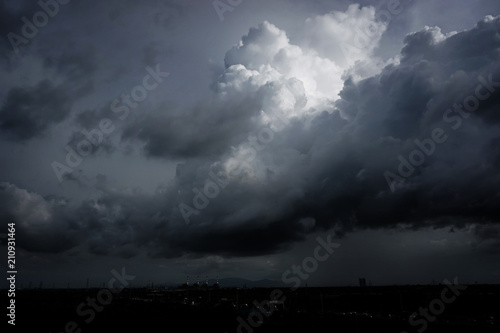 Rain big clouds storm over Industrial