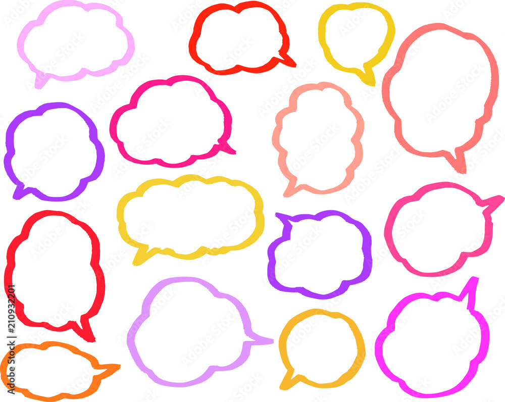Warm color Speech balloon with Bold line set Warm color Speech balloon with Bold line set