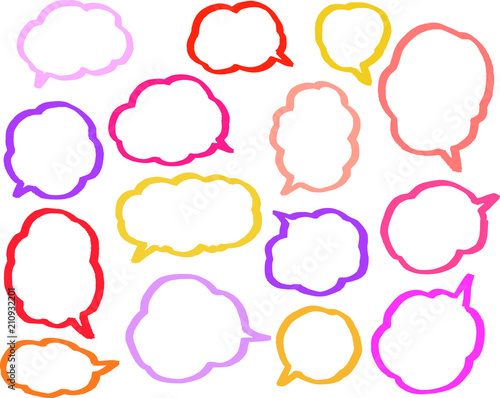 Warm color Speech balloon with Bold line set