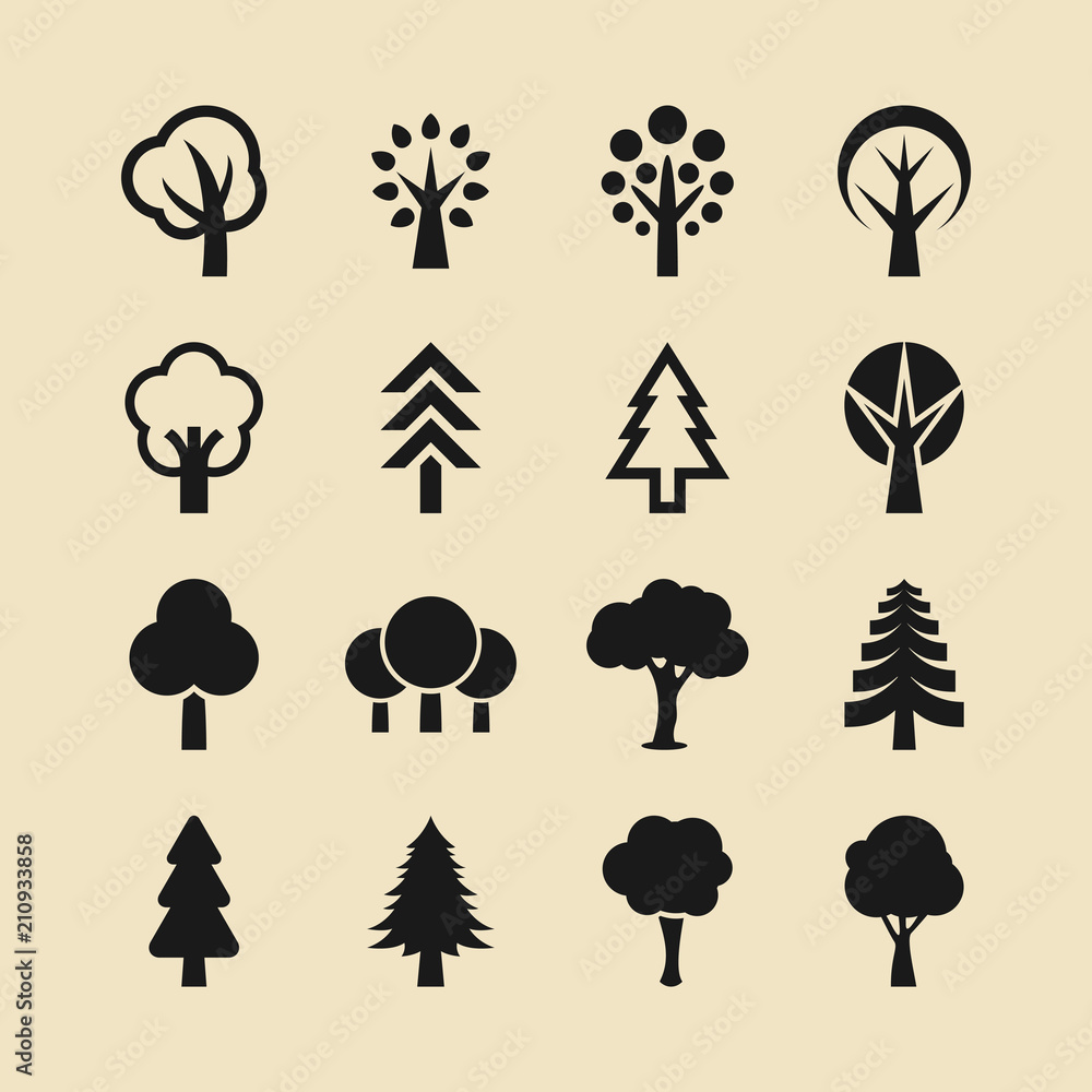 Fototapeta premium Tree and forest icon set