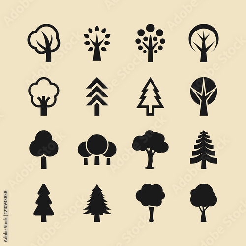 Tree and forest icon set