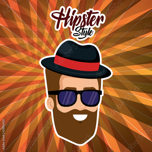 head man style hipster character vector illustration design