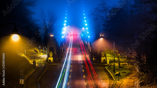 Lions Gate Brigde, long exposure on a foggy night. January 2018. photo