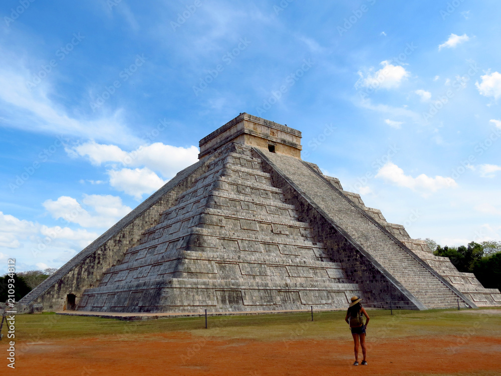 People visiting the ancient buildings of maya culture in chichen itza, quitana roo, mexico, like the pyramid, jaguar temple, planetary, etc. People visiting the ancient buildings of maya culture in chichen itza, quitana roo, mexico, like the pyramid, jaguar temple, planetary, etc.