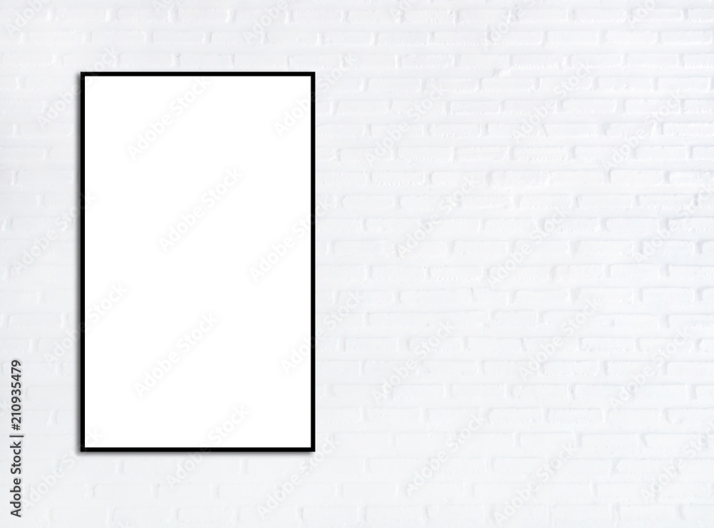 Blank billboard on White Brick wall background textured. Blank billboard on White Brick wall background textured.