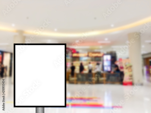 Blank mock up of vertical billboard with copy space for message content in shopping mall.
