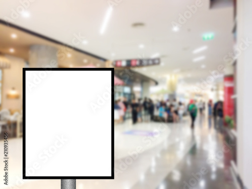 Blank mock up of vertical billboard with copy space for message content in  shopping mall.