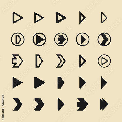 Pictogram set of play and arrow vector icons for web or app