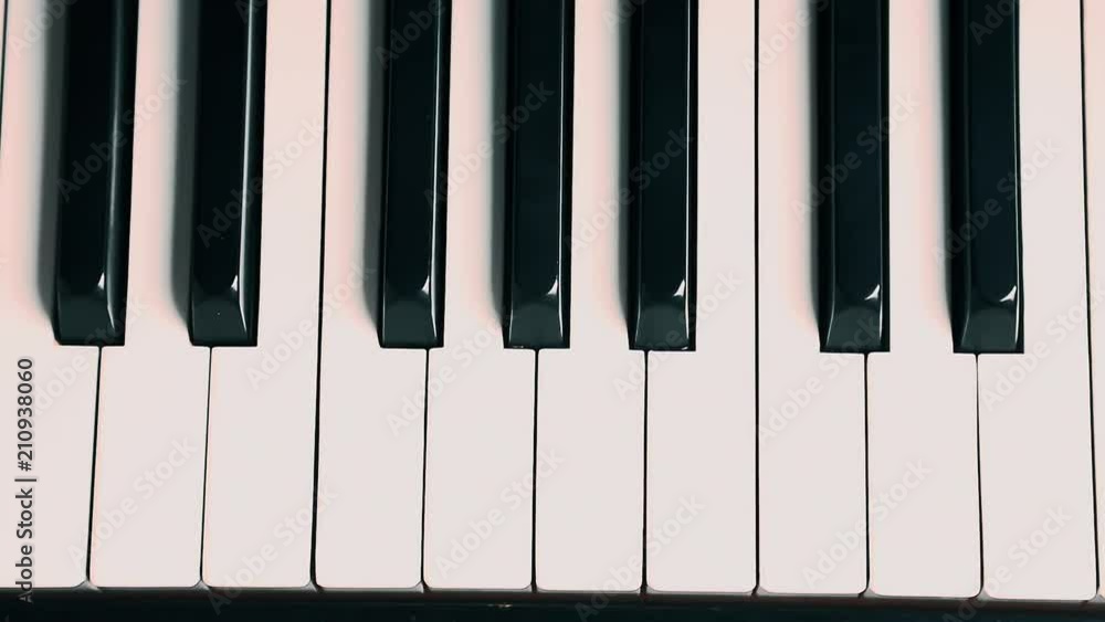Close up piano keyboard from top view