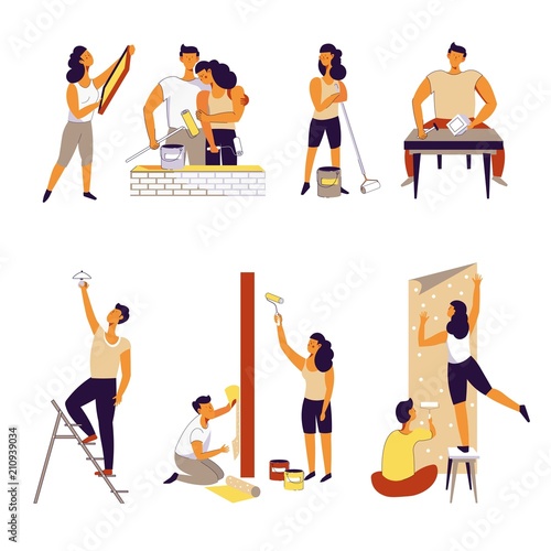 Family couple vector home repair