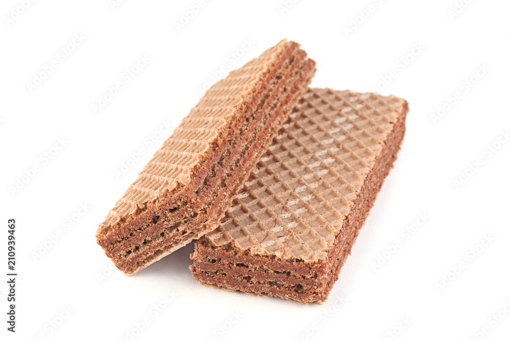 Brown wafers stick on white Brown wafers stick on white
