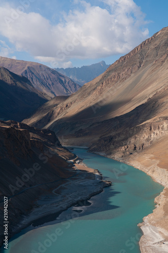 indus river in himalayas, india