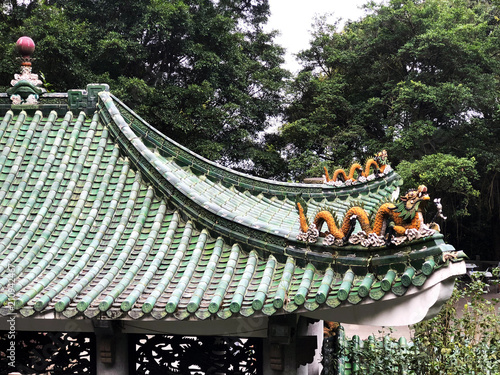 Green Chinese roof