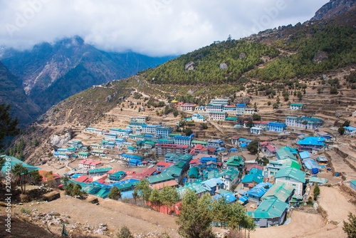 Namche Bazaar beautiful village on the mountain in Nepal © Sunanta