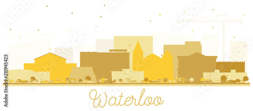 Waterloo Iowa City skyline Golden silhouette.