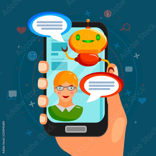 Chat Bot Flat Composition
